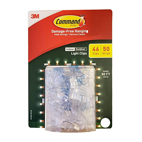 Command Indoor Outdoor Vinyl Light Clips with 46 Clips 50 Strips Hangs