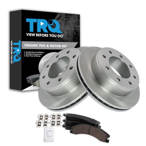 Image of TRQ Rear Brake Pad and Rotor Set Ceramic Compatible with 2009-2018 Chevrolet Express 3500 Savana 3500