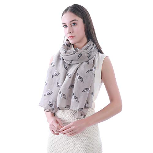 Boston Terrier Dog Print Women's Scarf Shawl Wrap Lightweight2