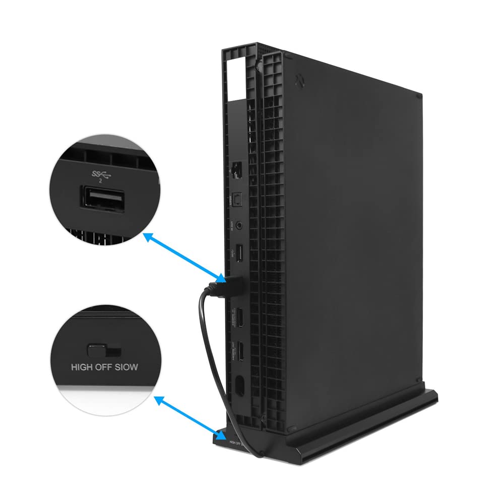 N+B Soporte Vertical de Refrigeración para Xbox One X, 3 Ventiladores, 3 Puertos USB, Negro
