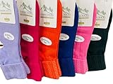 Sierra Socks Women Triple Cuff Crew Cotton Colorful Socks 6 Pair Pack W6011 2241