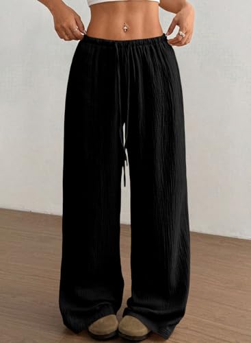 Acelitt Women’s Wide Leg Palazzo Pants Casual Loose Lounge Pants Beach Trousers with Pockets(Too Large, Please Size Down)4