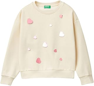 سويت شيرت مزين بالترتر على شكل قلب للبنات من بينيتون