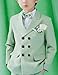 Boys Fashion Peak Lapel 2 Pieces Suits Formal Jacket Pants Set Double Breasted Summer Wedding Tuxedo Navy 4