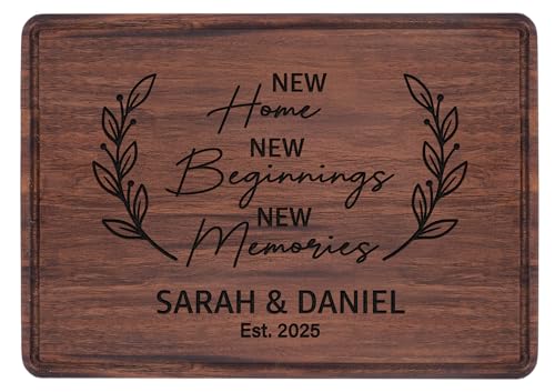 Personalized New Home Cutting Board, Engraved First Home Gift, House Warming Gifts New Home, Perfect Housewarming - Gift for Neighbor, Women, Homeowner, Family, Couple, Family, Realtor Closing Gifts