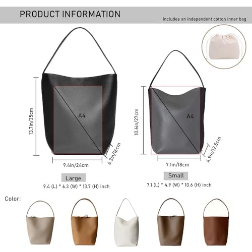 Leather Bucket Bag for Women，Genuine Large Hobo Bags Calf Leather with Pebbled Texture，Shoulder Tote Handbag3
