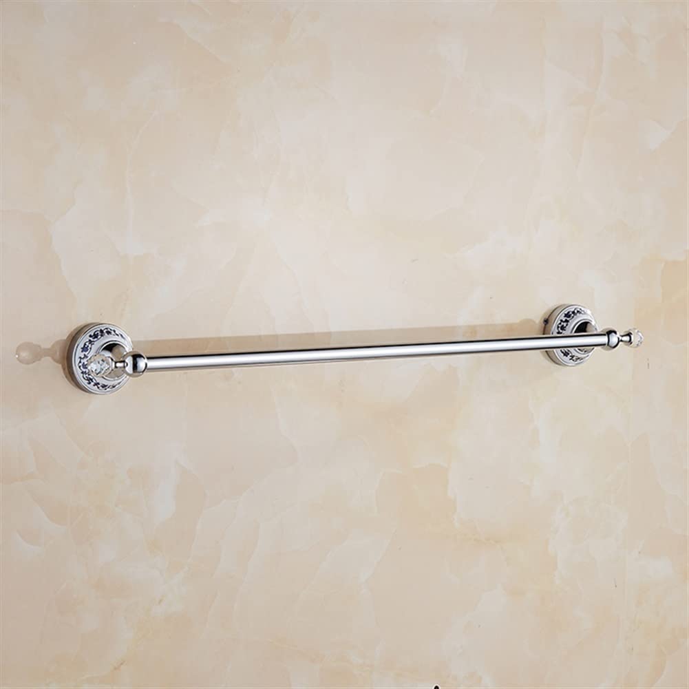 Porte-serviettes en cristal argenté et double barre chic pour salle de bain rétro