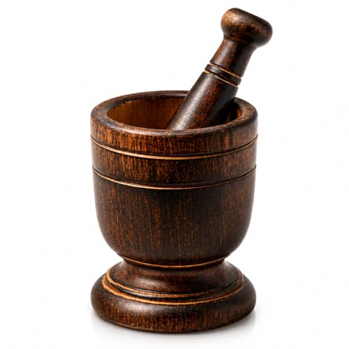 Handmade Wooden Mortar & Pestle Set Natural Rustic Style Herb Spi...