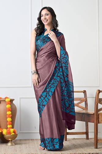 Image of MIRCHI FASHION Women Saree Abstract Print Chiffon | Breathable Lightweight Casual Sari for Regular Use and Office with Unstitched Blouse (Available in 25 Colors)