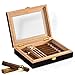 N  A Glas-Zigarren-Humidor, Luftbefeuchter-Aufbewahrungsbox für 50-80 Zigarren - Hygrometer & handgefertigt, Zedernholzetui zur Feuchtigkeitskontrolle