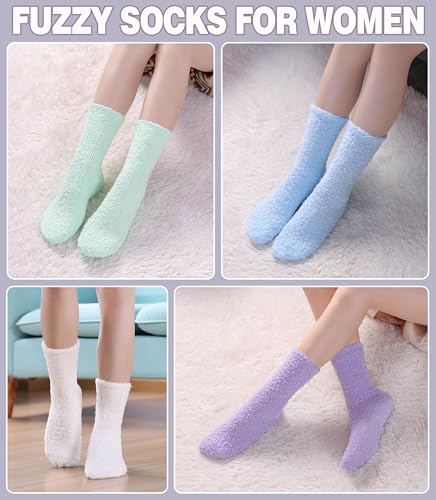 Image of LANLEO 5 /6 Pairs Womens Super Soft Fuzzy Plush Warm Winter Home Sleeping Slipper Socks