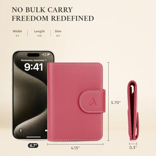 Image of ALLIVE Rfid Passport Holder for Travel Women, Rfid Passport Cover Wallet, Genuine Leather Passport Holder for Travel with AirTag Hidden, Airport Essentials, Travel Gifts (Rose Pink)
