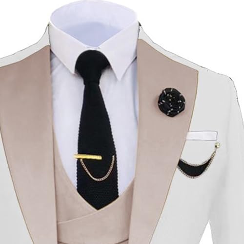 Mens 3 Pieces Wedding Prom Tuxedo Formal Business Single Breasted Suits Slim Fit 1 Button Dinner Blazer Vest Pant2