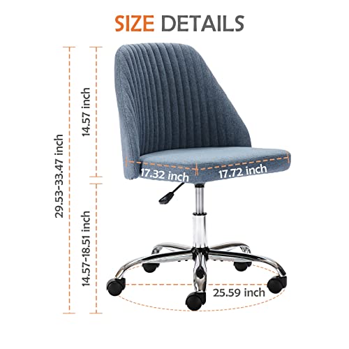 Armless Office Chair Cute Desk Chair, Modern Fabric Home Office Desk Chairs With Wheels Adjustable Swivel Task Computer Vanity Chair For Small Spaces #TOP2