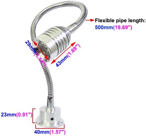 3W Pure White 50cm LED Pole Light Hardwire Showcase Counter Cabinet Lighting Spot Lamp Fixture Silver Finish