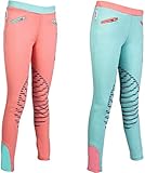 Mädchenreitleggings mit buntem Silikondruck am Knie – Kniebesatz