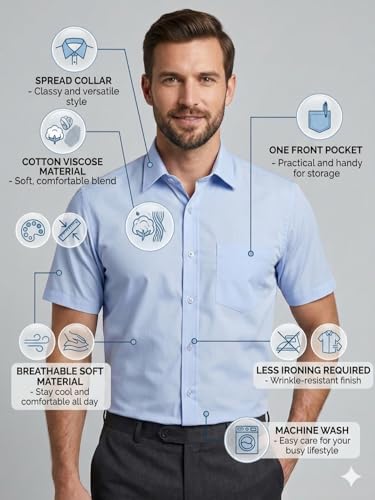 Image of Appel Touch Men's Cotton Blend Formal Shirt Half Sleeves