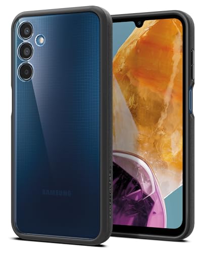 Image of Spigen Essential Sand Crystal | Samsung Galaxy M15 5G /F15 5G Case [Transparent] [Black Bumper] Galaxy M15 5G /F15 5G Back Cover | TPU+PC - Matte Black
