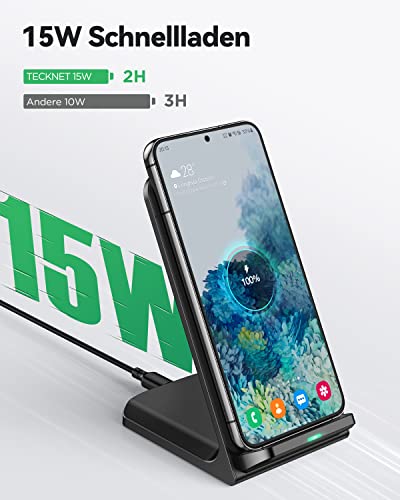 TECKNET Wireless Charger,15W Induktive Ladestation induktionsladegerät, Qi-Zertifiziert Kabelloses Laden für iPhone 15 14 13 12 Pro Mini XR XS Samsung Galaxy S23 S22 S21 Google Pixel – Bild 3