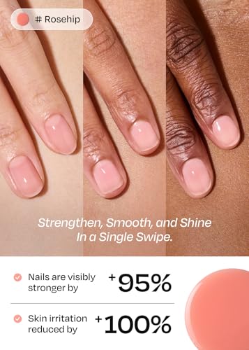 Image of ohora Natural Glow Milk Syrup Nail Strengthener (Rosehip) - Tinted Nail Hardener for Brittle, Damaged Nails, Quick-Dry Glossy Finish, Nail Repair & Growth, 15 mL