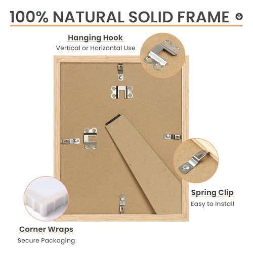 Image of upsimples 8x10 Picture Frame Solid Wooden, Nursery Wall Frames Set of 3 | 100% Natural Solid Wood, Fit 5x7 with Mat and 8 x 10 Photos, For Kids Room, Gallery Wall Decor