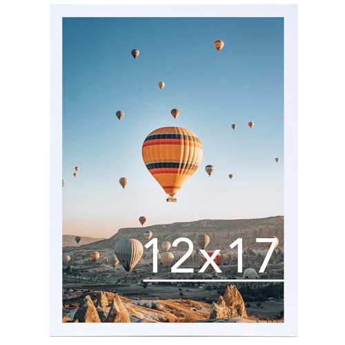 Image of JCJMY 12x17 Picture Frame White for Wall Hanging, Wall Mounting Horizontally or Vertically, 12 x 17 Wall Gallery Poster Photo Frame with Durable Shatter Resistant Plexiglass,White