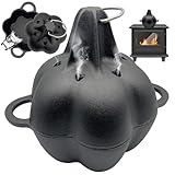 AOKDEER Wood Stove Steamer, Cast Iron Humidifier for Wood Stove, Pre-Seasoned Smoker Box & Garlic Roaster for Grill Oven, All-Season Cast Iron Steamer Pot, Fireplace Humidifier Cookware Set