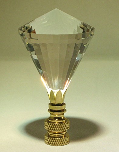 Image of LAMP Finial-Stunning LEADED Crystal LAMP Finial-Clear Diamond /PB