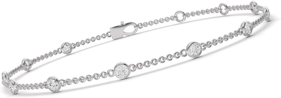 TimeLess Classics Women's Bracelet - Bezel Set Lab Grown Diamond Station Bracelet in 14K White & Yellow Gold - 0.25-4 Carat TW