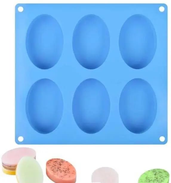 Reusable Soap Making Kit,6-Cavity Oval Silicone Soap Mould,Handmade Craft Mould,DIY Handmade Soap Making Tool,Candle Mould,Bath Bomb,Lotion Bars (Multicolor)-image-18