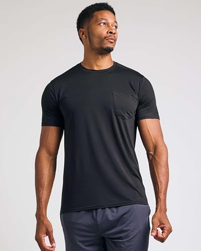 Real Essentials 4 Pack: Men's Dry-Fit Short Sleeve Pocket Crew Performance Athletic T-Shirt (Available in Big & Tall)2