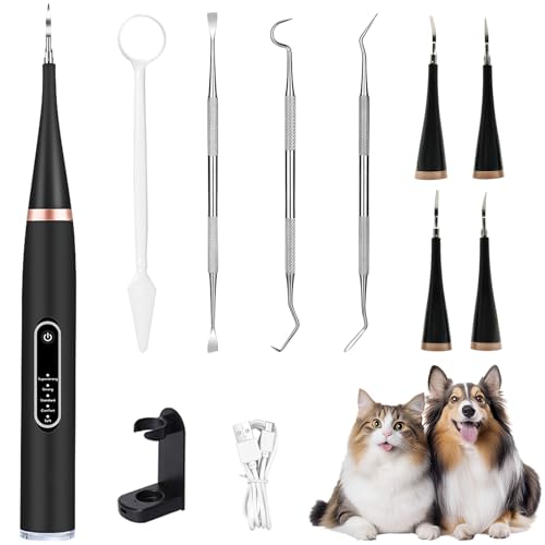 Zahnreiniger Ultraschall für Hund und Katze, Zahnreiniger für Haustiere, Zahnpflege Set, Zahnreinigung und Reinigungsset für Hunde Katze, 5 einstellbare Modi Hund Zahnreinigung Tools