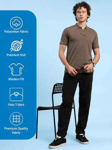 Image of Lux Nitro Men's Self Knitted Premium Cotton Blend Solid Polo T-Shirt | Soft Texture | Classic Collar | Short Sleeve Casual Wear