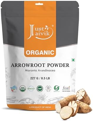 Just Jaivik VERSAINSECT k USDA Certified Organic Arrowroot Powder - Gluten Free, Non GMO, Vegan Friendly, Natural Thickening Agent for Cooking and Baking