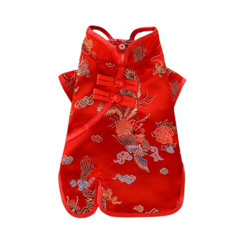 UGYMSIA ペット服 犬服 春夏 猫用 小型犬服 ドレス 通気性 小中型犬 愛犬 可愛い半袖 タンクトップ 軽くて快適、柔らかく肌に優しい 高密度錦織 (龍と鳳凰,XL)