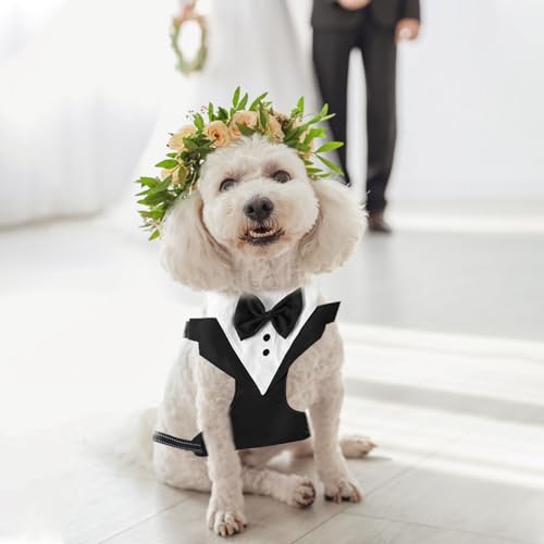 Smoking Fliege für Hunde Hund Hochzeit Anzug Hund Katze Smoking Kragen Formales Hunde-Smoking-Bandana Hund Smoking Bandana Halsband für Geburtstag Hochzeit Kleine Mittlere Hunde