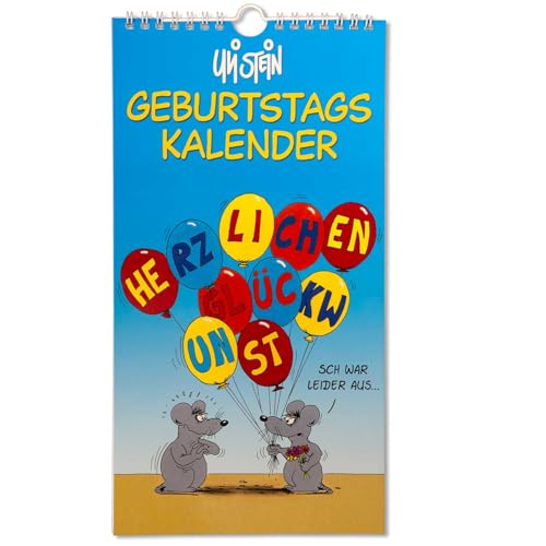 Uli Stein Geburtstagskalender mit Spiralbindung - Immerwährender Geburtstagskalender - Jahresunabhängiger Wandkalender mit Uli Stein Cartoons