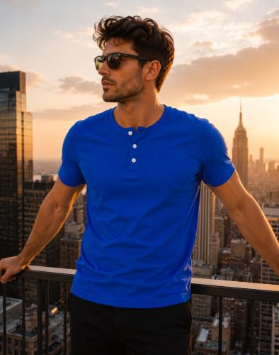 Image of London Hills T Shirt for Man | Men Henley Neck Tshirts | Tshirt Shirts Men | Gym T Shirts for Mens Workout T-Shirts for Man Cotton Stylish Henly Neck T Shirt Half Sleeve Regular Fit Solid Multicolour