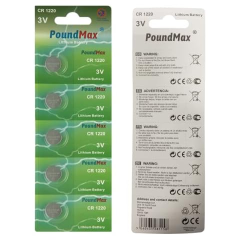 PoundMax CR 1220 Batteries 3v Lithium Button Cell Battery Combo Pack - 5 Count Cover