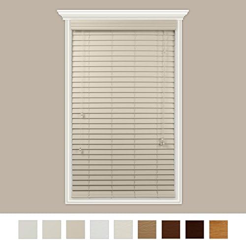 Luxr Blinds Custom-Made 2" Faux Wood Horizontal Blinds with Easy Inside Mount -70" x 60"Butter Cream Smooth