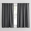 PONY DANCE Blackout Curtains for Bedroom/Living Room - 54 Inches Long Curtain Drapes with Back Loops Rod Pocket Design Thermal Insulated Privacy Protect Energy Saving, 52 W x 54 L, Dark Gray, 1 Pair