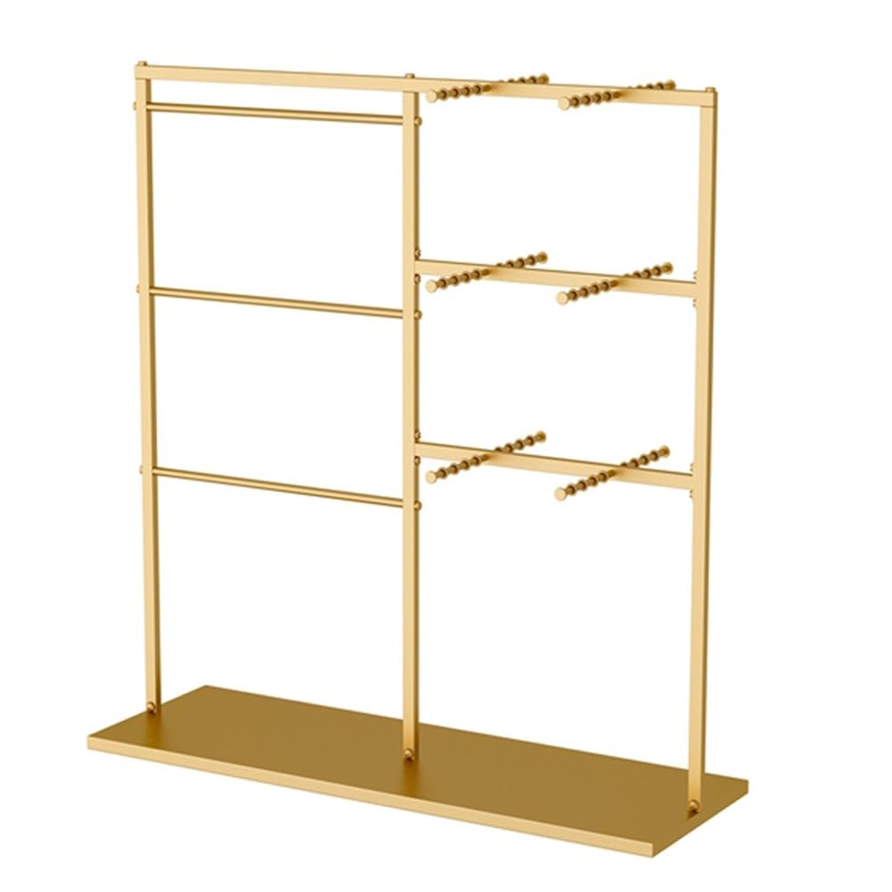 OLSKFUH Freestanding Metal Underwear Display Rack, Multipurpose Lingerie Organizer With Hangers For Bras, Panties, Socks, Hats, Retail Boutiques, Swimwear, And Beachwear,Gold-120x40x130cm