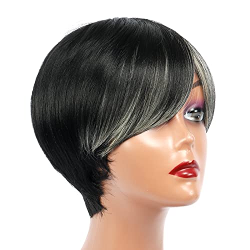 ToyoTress Short Bob Wigs With Bangs - 12 Inch Natural Black Yaki Straight Hair Daily Costume Wig For Black Women, Soft Light Synthetic Hair Replacement Wigs Heat Resistant - Image 5