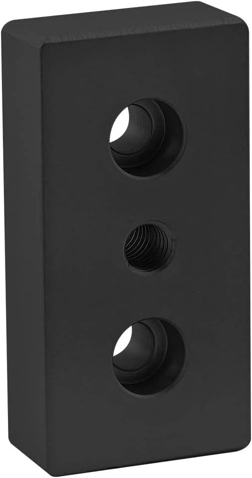 2130-Black, 15 Series, 1.5 Inch x .75 Inch x 3 Inch Base Plate with 3/8-16 Tap Thru in Center, Black Anodize