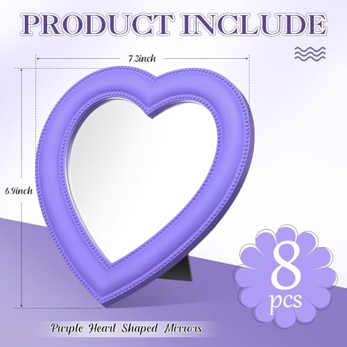 GlikCeil Espejos en Forma de Corazón Morados, Pack de 8 miniatura 3