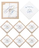 Kinlop 6/12 Pack Embroidered Wedding Happy Tears Handkerchiefs, 11'x11' Lace Handkerchiefs, Something Blue Gift for Bride(6 Set,Happy Tears)