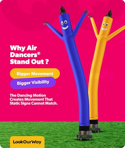 Image of LookOurWay Air Dancers Inflatable Tube Man Attachment - 20 Feet Tall Wacky Waving Inflatable Dancing Tube Guy for Business Promotion - Blower Not Included - Blue
