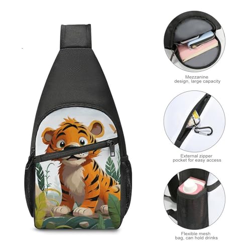 Bolso cruzado casual estilo tigre para senderismo y viaje miniatura 5
