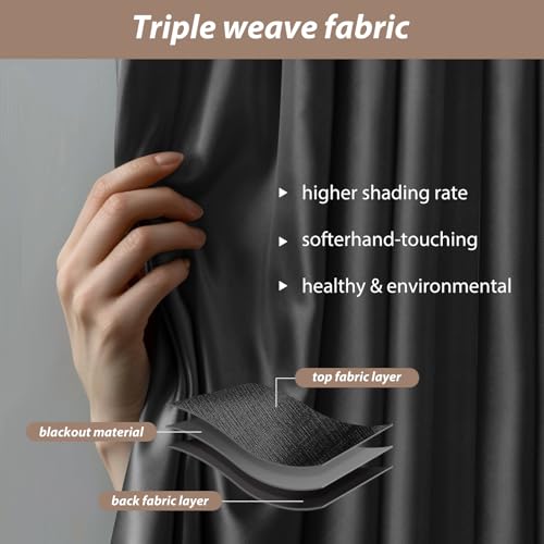 Image of Room Divider Curtains with Ceiling Curtain Track Set Window Curtain for Bedroom,Living Room Total Blackout Thermal Insulated Privacy Ceiling Track Curtain W 15 x H 9 FT Black drape&Black track