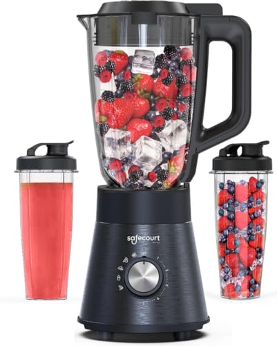 Safecourt standmixer – Kraftvoller Smoothie Maker, Blender & Mixer [1300W & 1,5L Glasbehälter]...